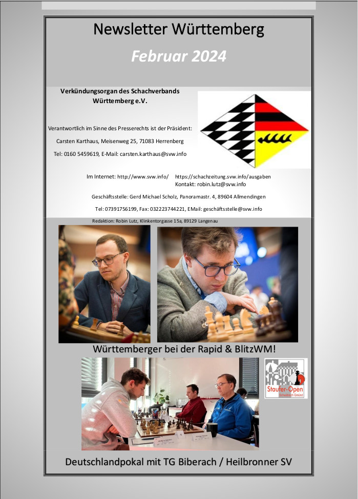 Schachverband Württemberg e.V. Newsletter Februar SchachTicker
